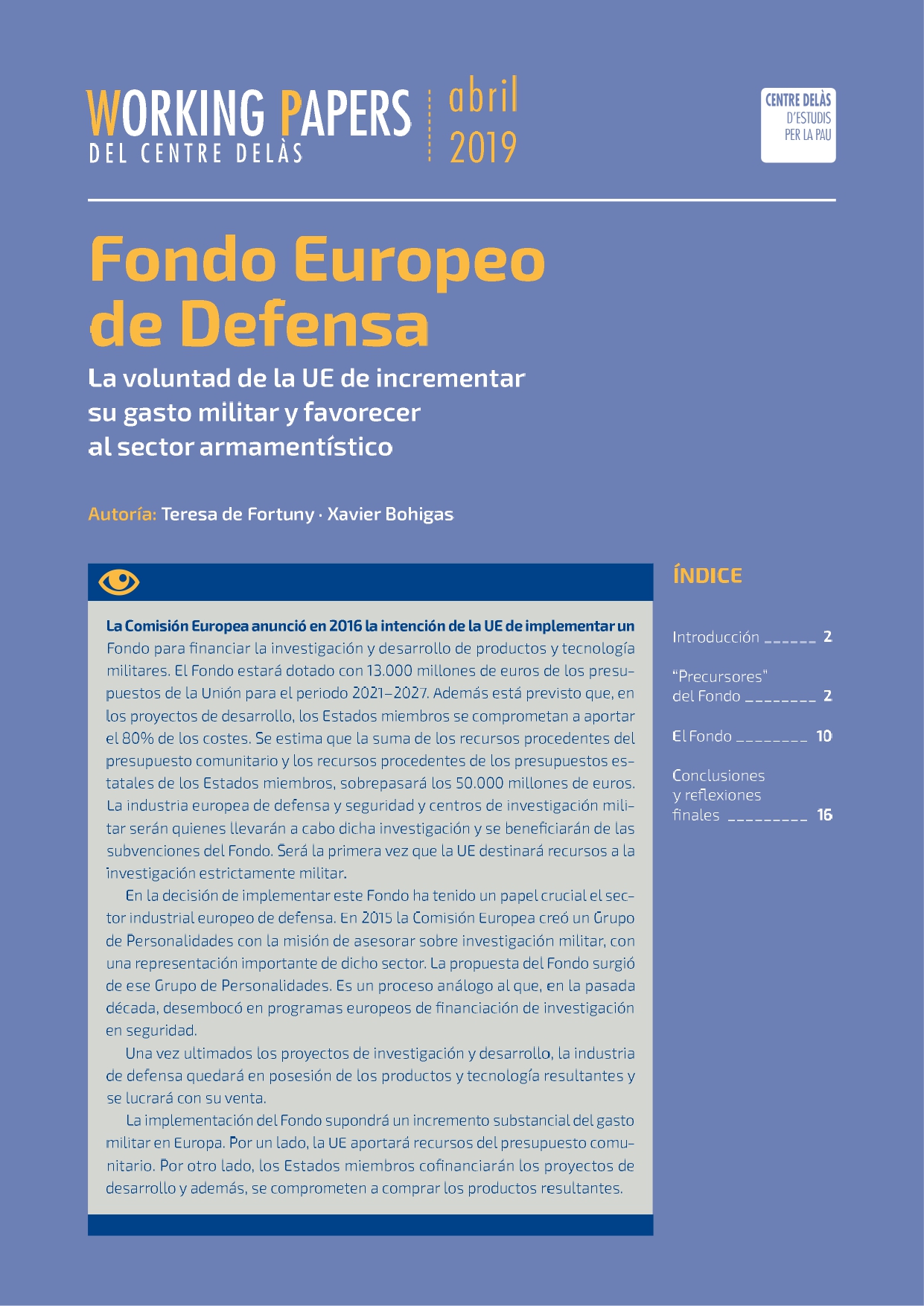 Working Paper: Fondo Europeo de Defensa