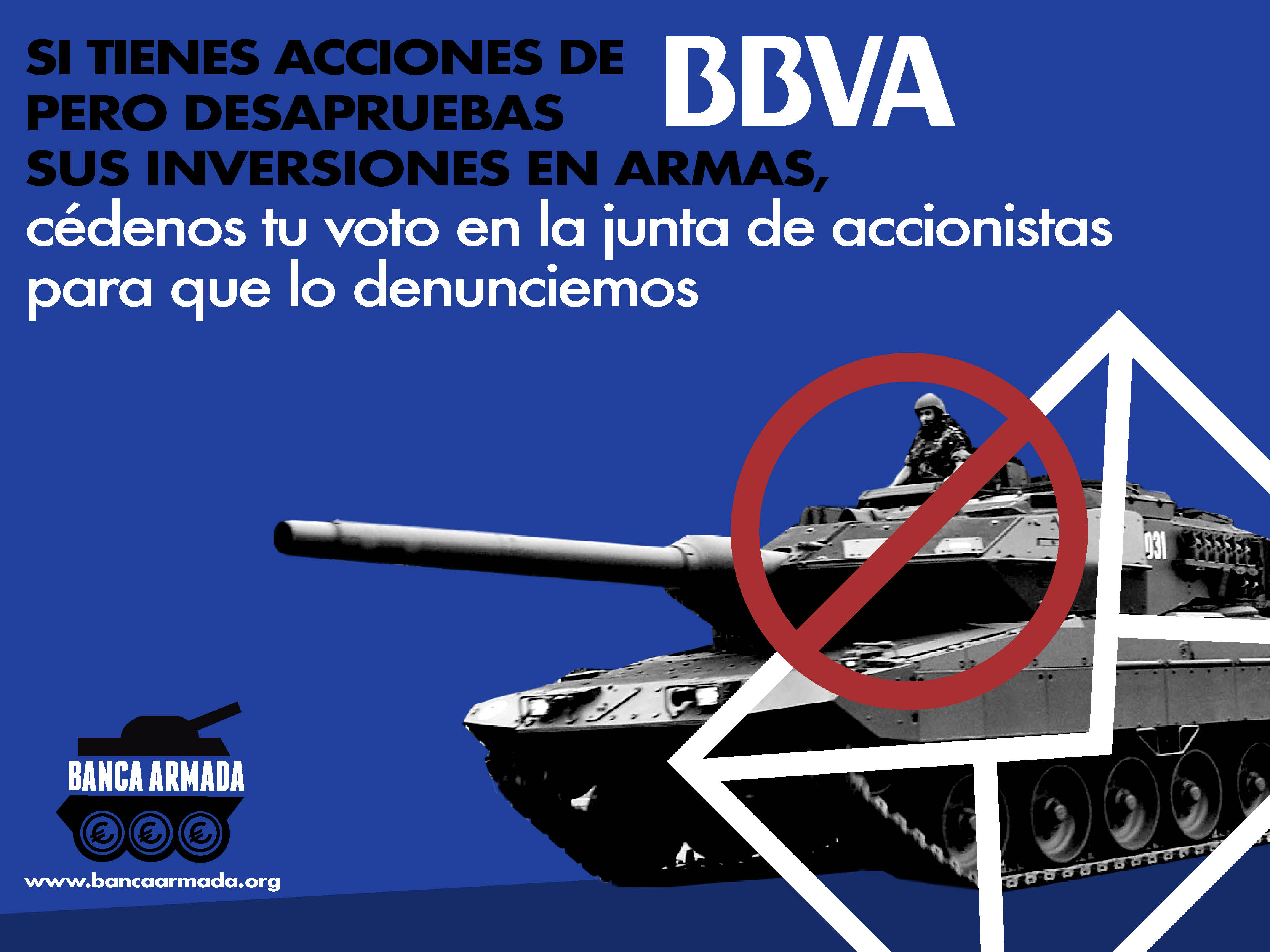 Petición de acciones para denunciar las inversiones en armas en la junta de accionistas 2019 de BBVA