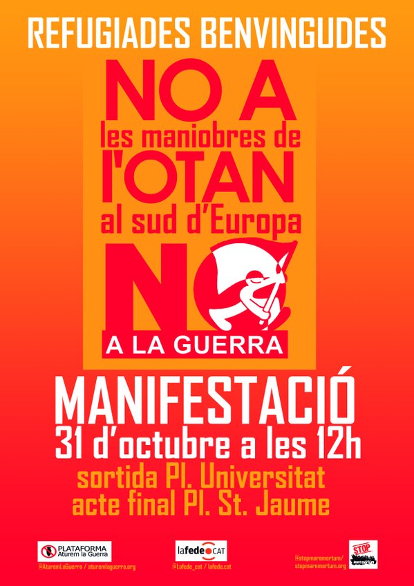 Manifestació 31 d’octubre: “No a la Guerra, no a l’OTAN!”