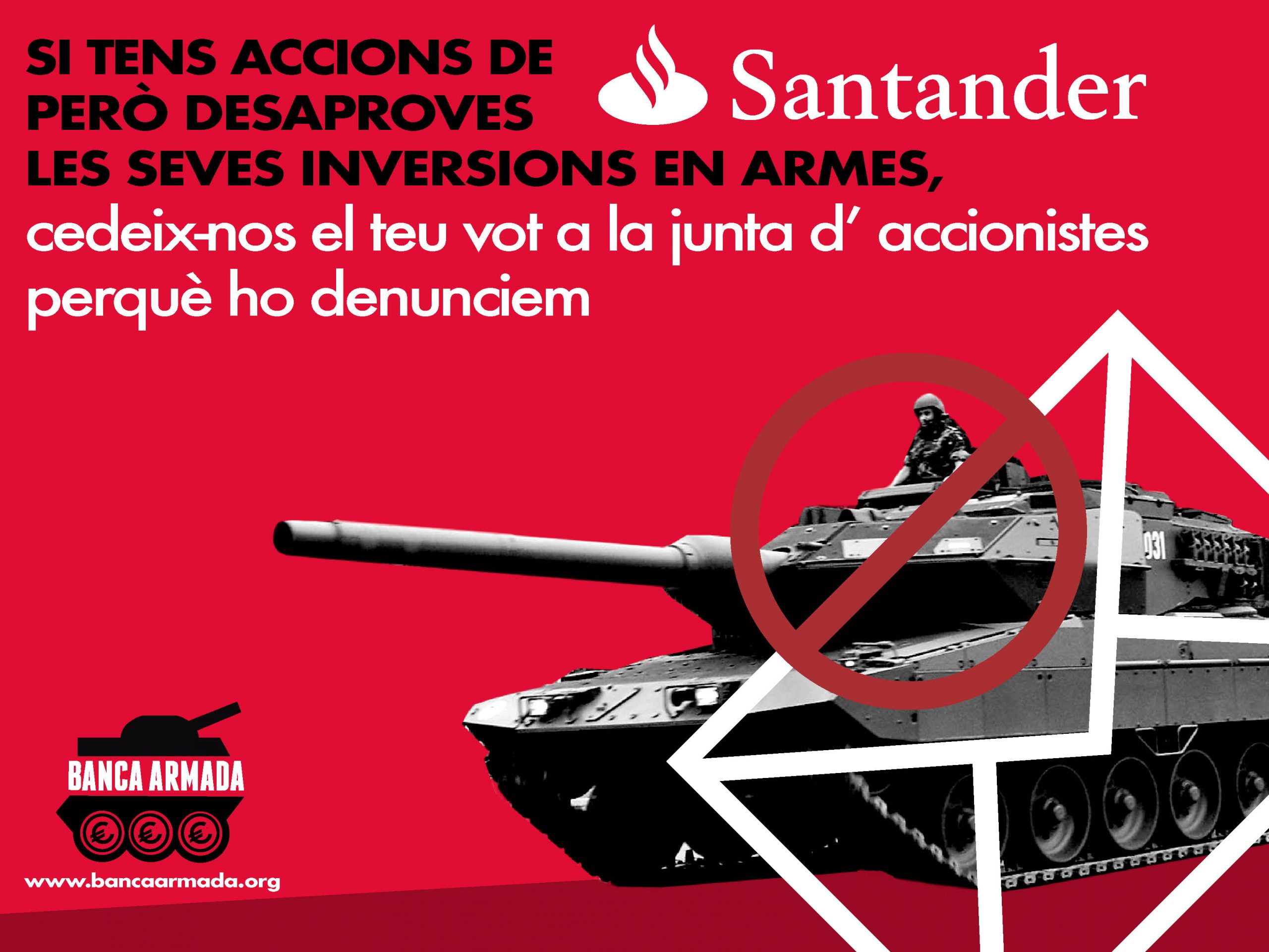 Petició d’accions per denunciar les inversions en armes a la junta d’accionistes 2018 del Banc Santander