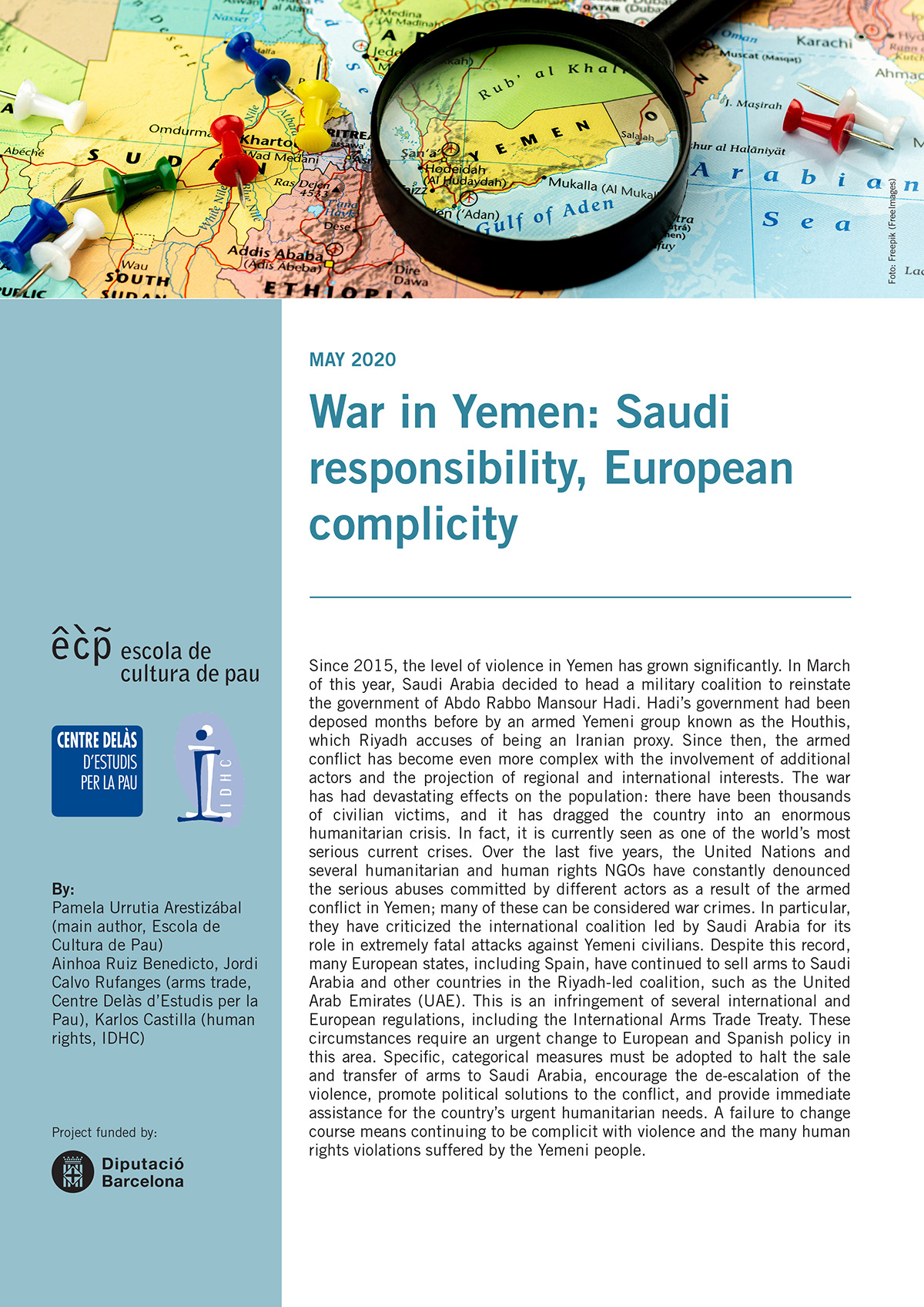 Policy Paper from ECP, IDHC and Centre Delàs: “War in Yemen: Saudi responsibility, European complicity”