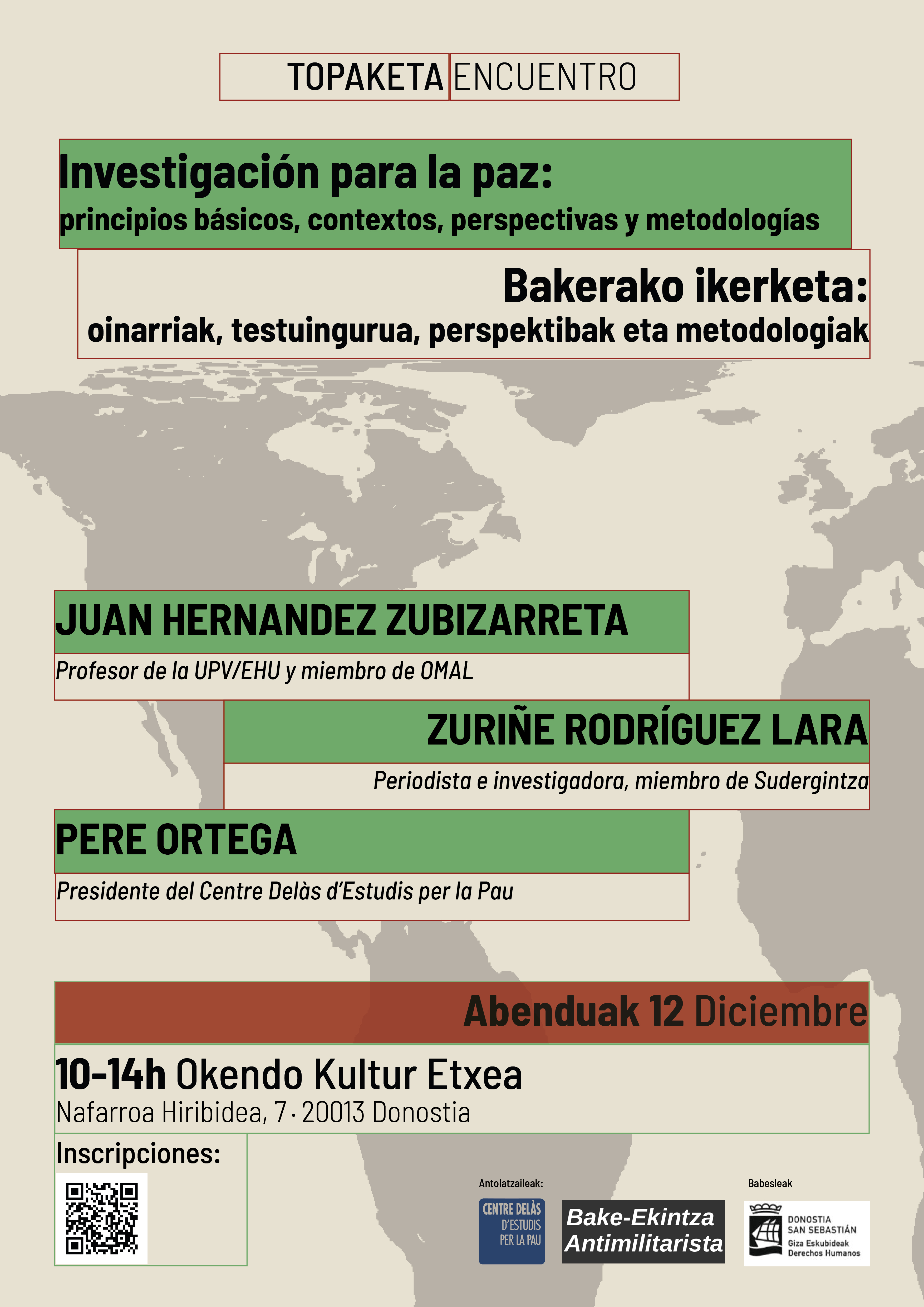 El Centre Delàs y Bake-Ekintza organizan una Jornada en Donostia centrada en la investigación para la paz